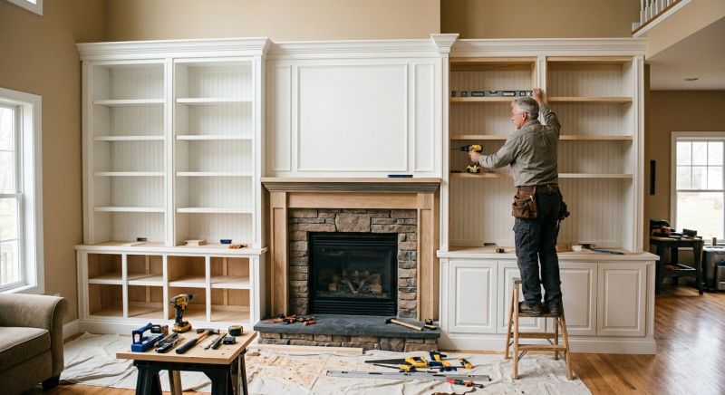 Built In Bookcase Installation in Raleigh, NC